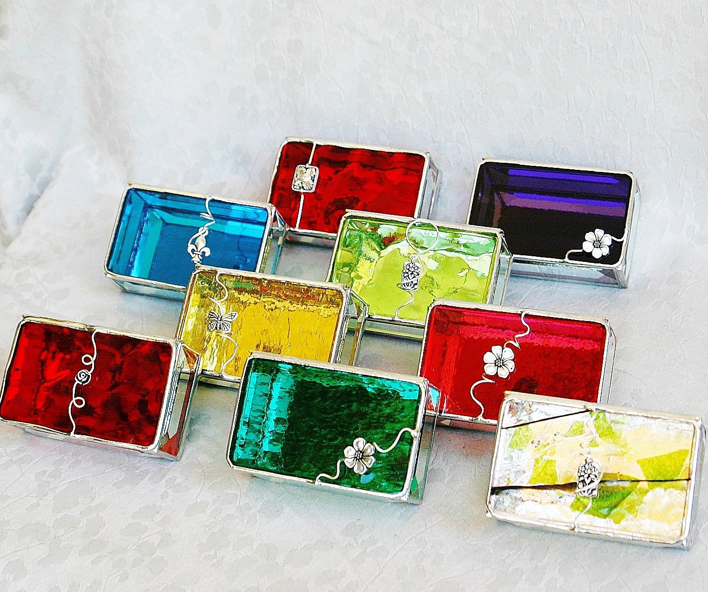 Bridal Attendant Stained Glass Jewelry Box Set of by GaleazGlass