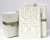 Linocut Save The Date cards, one sided, custom, hand carved, hand printed, recycled paper
