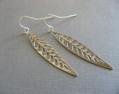 Skinny Leaf Earrings, Dangle Drop Earrings