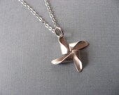 Silver Pinwheel Necklace, Silver Pendant Necklace