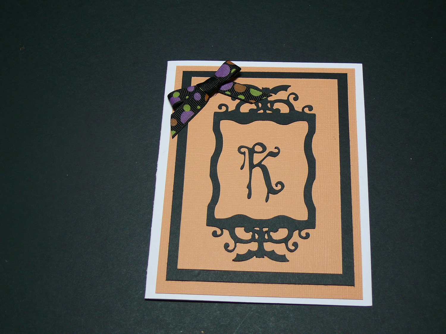 Halloween monogram greeting card with matching envelope - cardsforacausebykath