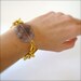 Chunky Gold Link Bracelet with Amethyst Stone