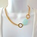 Gold Curb Chain Link Necklace with Aquamarine Quartz