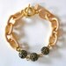 Gold Chain Link & Black Rhinestone Pave Ball Bracelet