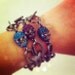 Gunmetal Textured Chain Link Bracelet with Green Pave Skull