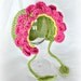 Crochet Baby Flower Petal Bonnet Newborn Hat with Leaves - MADE TO ORDER