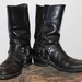 70s 80s Black Leather Harness Biker Boots