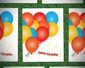 BALLOON FLOAT, Retro Birthday Card, Girl & Boy