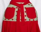 flirty Christmas half apron with fleur de lis print