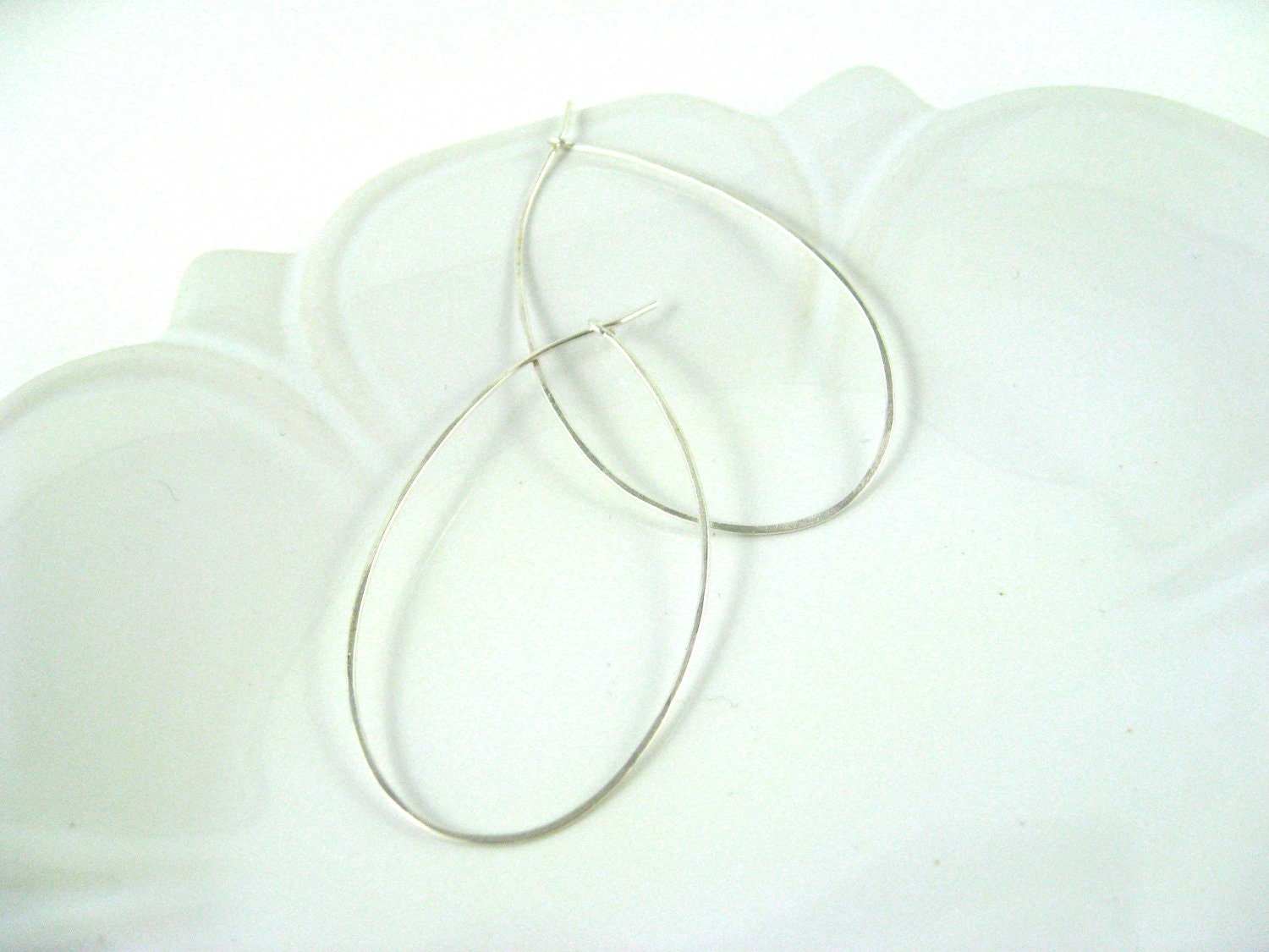 Large Teardrop Argentium Silver Hoop Earrings