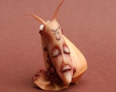 Robin. Sleeping  fairy snail. Polymer clay miniature by Madre Olius