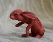 SALE. Winter sunrise rabbit. Polymer clay miniature by Madre Olius.