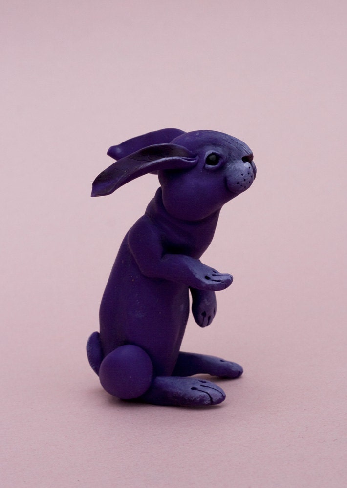 Simply purple rabbit. Polymer clay miniature