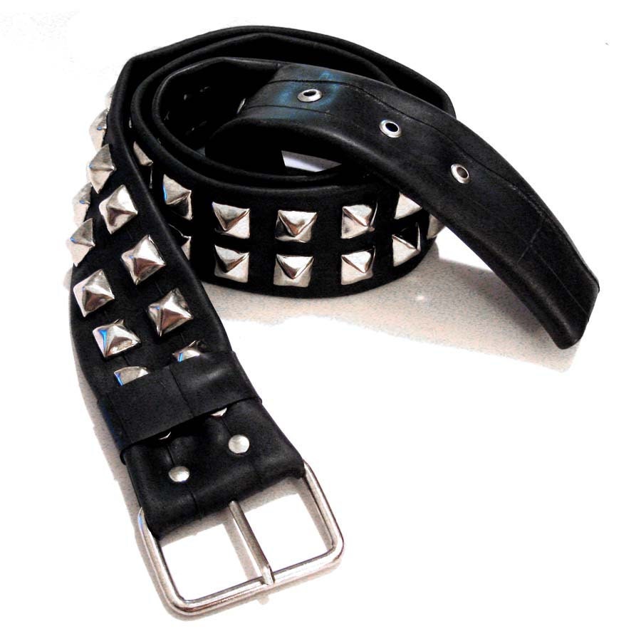 Punk Bike Tube Studded Upcycled Black Belt by Rogue City Killers