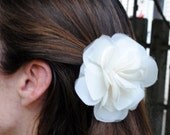 Handsewn ivory silk organza flower clip/fascinator - perfect for a bride