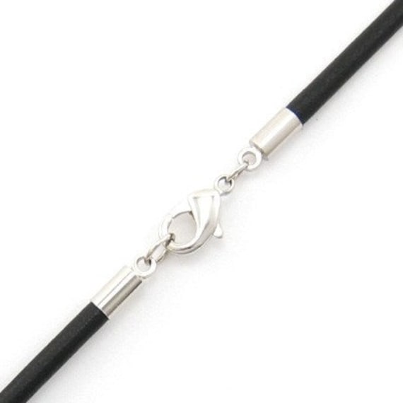 6mm Black Leather Cord Necklace Silver Plated by MarcosNewYorkCity