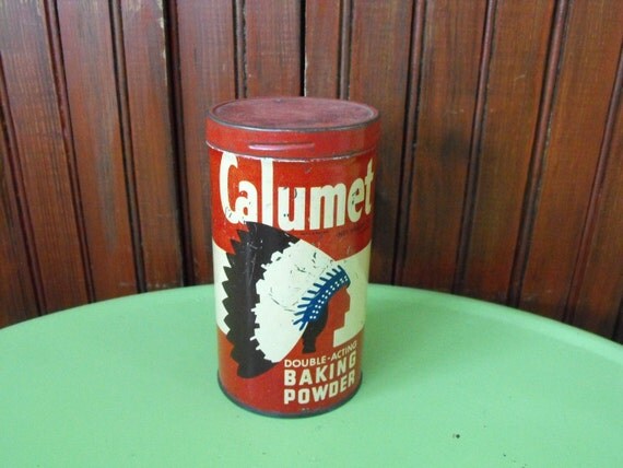 Vintage Calumet Baking Powder Tin with Red Lid by peacenluv72