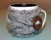 Mug Cozy Coffee Cozy CHOOSE COLOR Coffee Cup Sleeve Cabled Grey Marble Eco Neutral Nature Fathers Day Gift