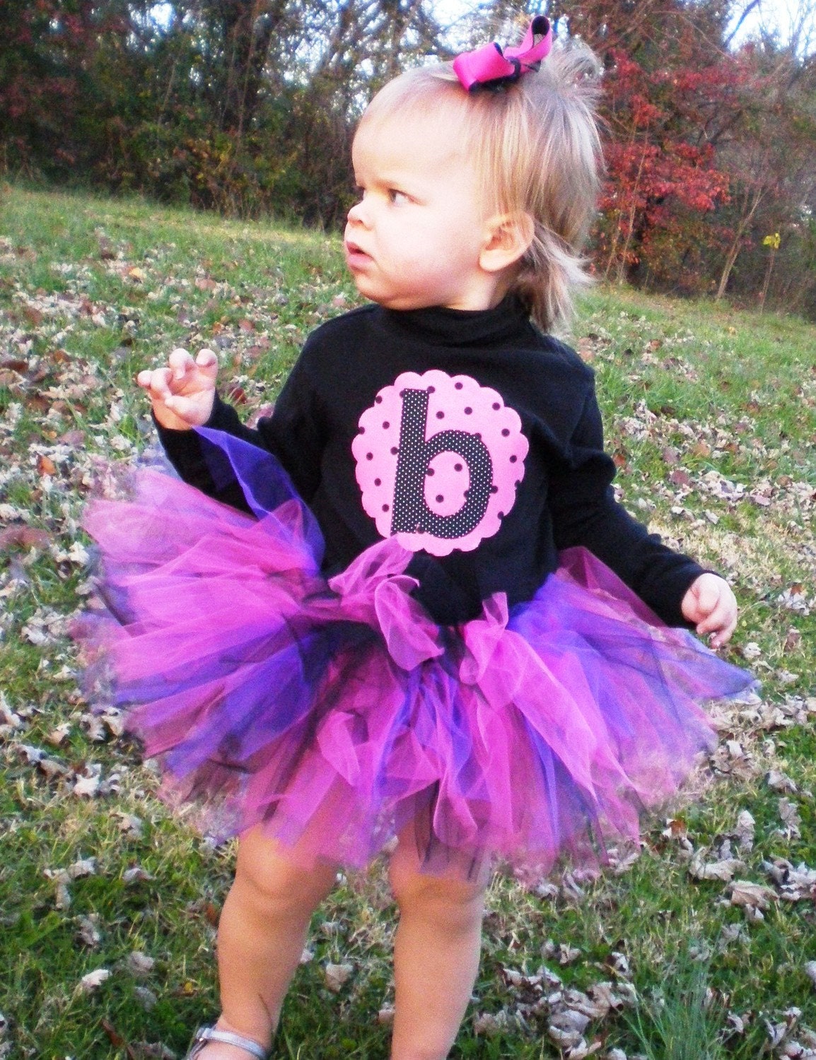 Rocker Girl Tutu / Black Purple Fushia Tutu / Infant Tutu / First Birthday Tutu / Toddler Birthday Tutu