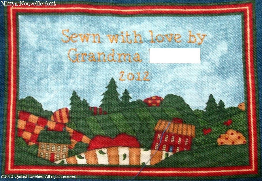 Quilt Label - Countryside, Custom Made & Hand Embroidered LAST ONE