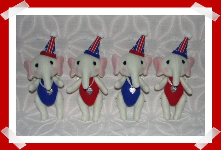 Republican Elephant....Wool Felt Art Doll - thewindyhill