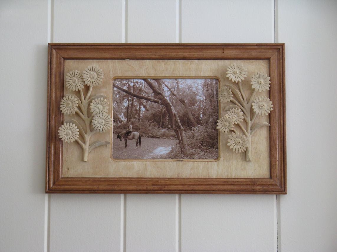 Woodworking Art Carved Flower Frame for photo or mirror
