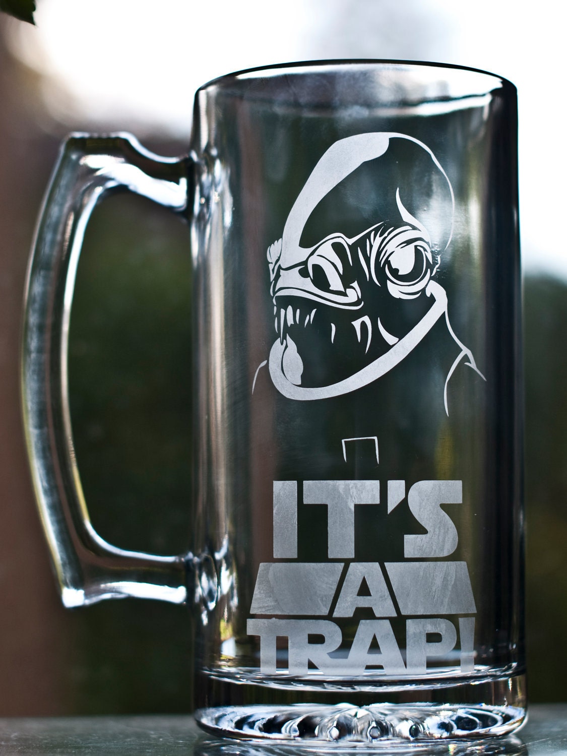Star Wars - Admiral Ackbar "IT'S A TRAP" Custom Etched Glass Mug