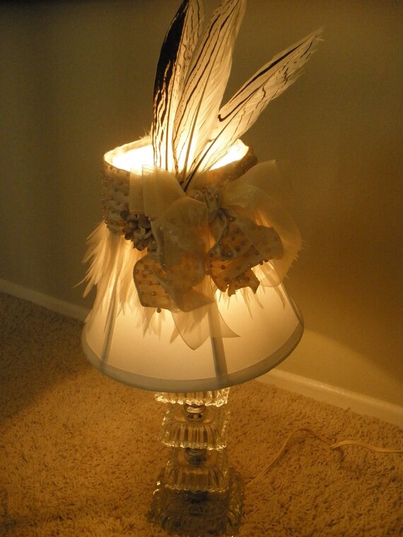 Vintage Glass Lamp With Upcycled Lamp Shade by isabelmason on Etsy