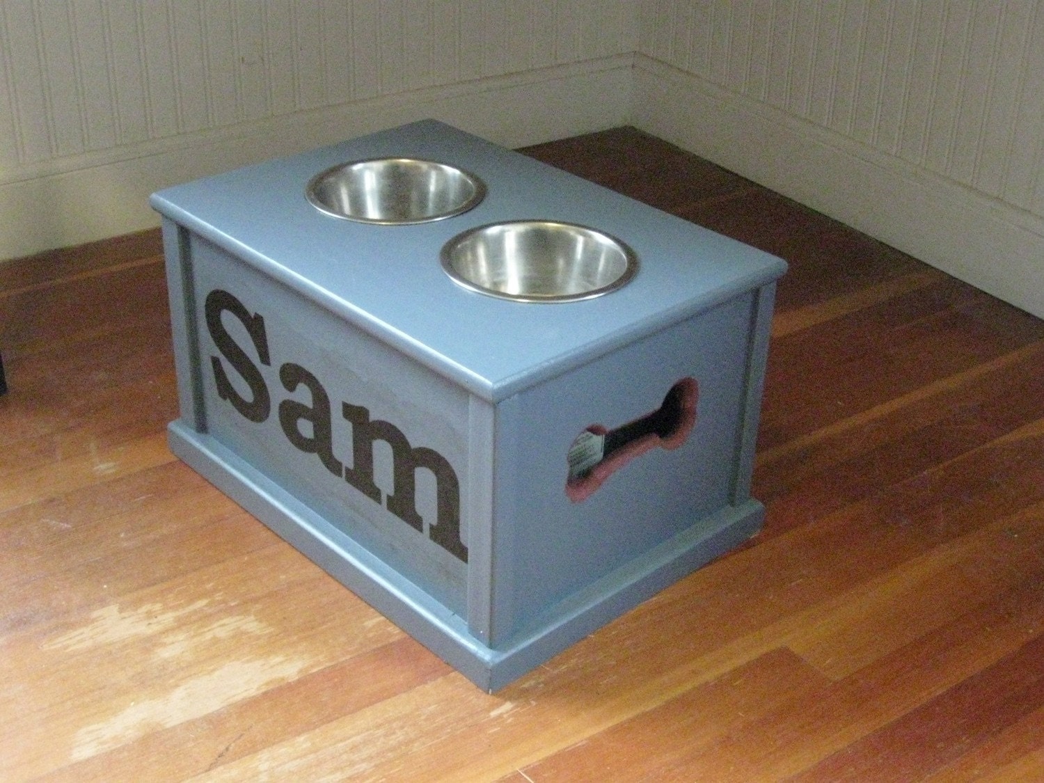 Personalized Dog feeding station.