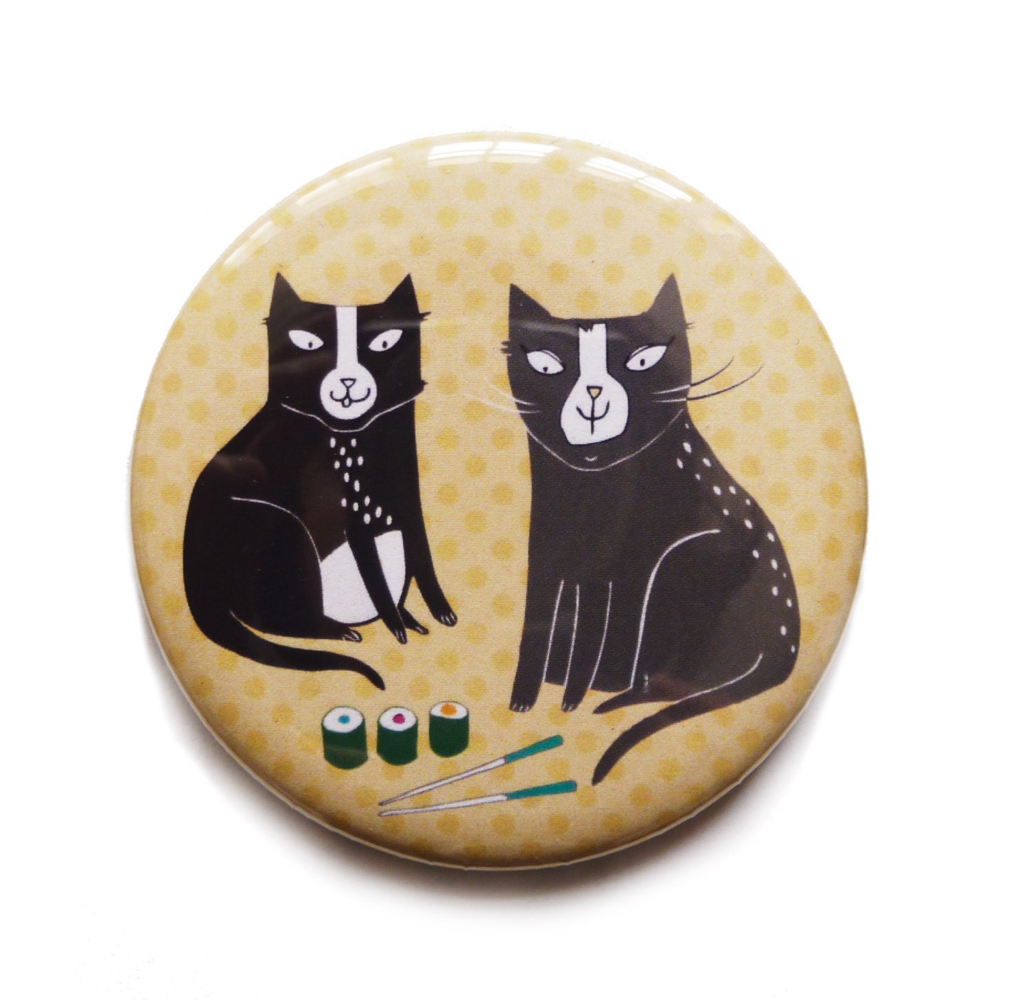 Pocket mirror - Cats love Sushi. Christmas present, stocking stuffer, Birthday present