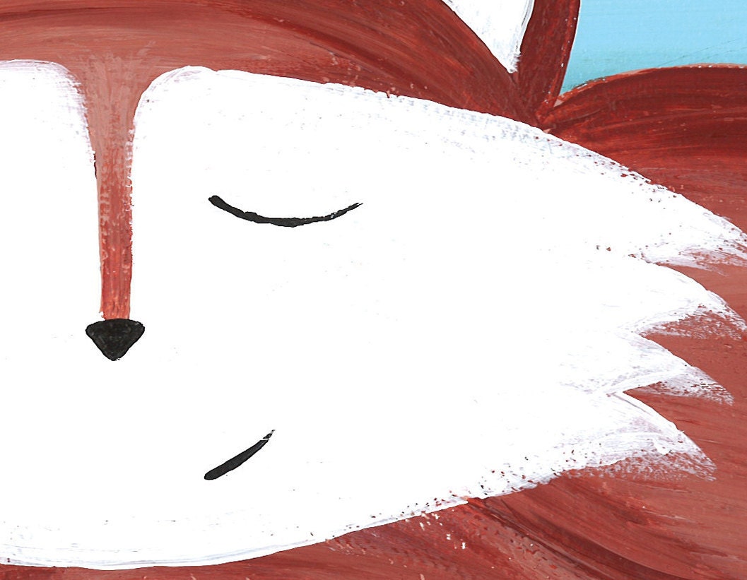 Sleeping Fox Nursery Print 8x10 - Fox Wall Art
