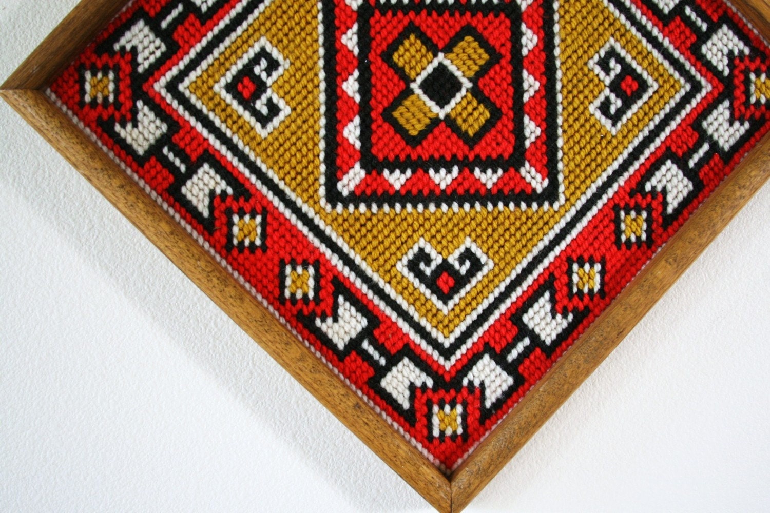 vintage colorful geometry pattern needlepoint work
