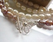 Long Freshwater Pearl Necklace - Mauve and Ivory - Pearl Strand Necklace - Gift For Her - Under 50