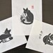 Grinning Black Cat Trio - Set of 3 Lino Block Prints