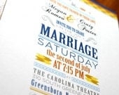 Feather Wedding Invitation Suite in Navy and Orange
