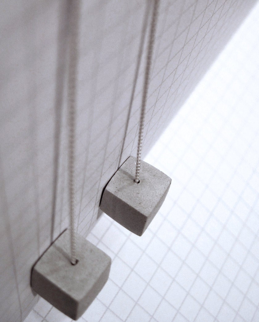 Tiny Cube Concrete -  Earrings