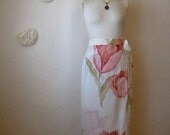 maxi skirt. vintage floral skirt. wrap skirt. ethereal watercolor tulips.