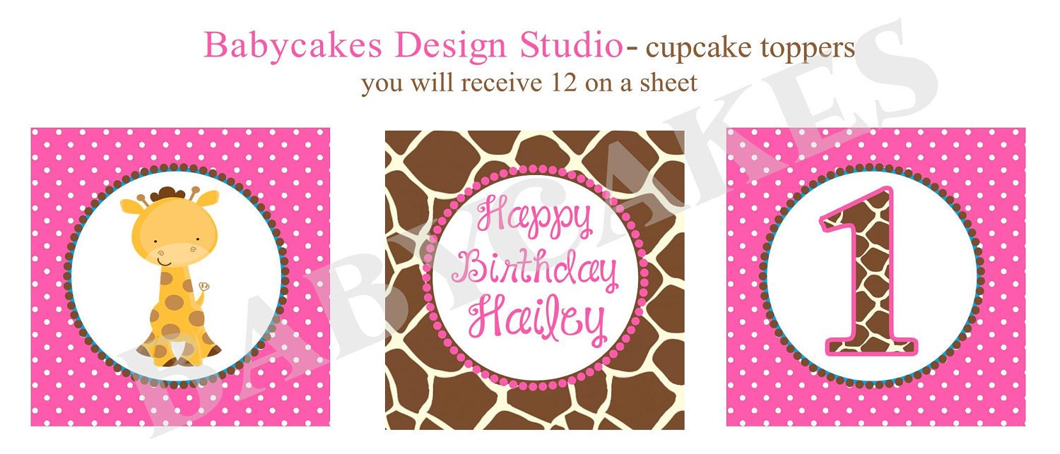 Girl Giraffe Birthday Invitation - DIY Print Your Own - Matching Party Printables available