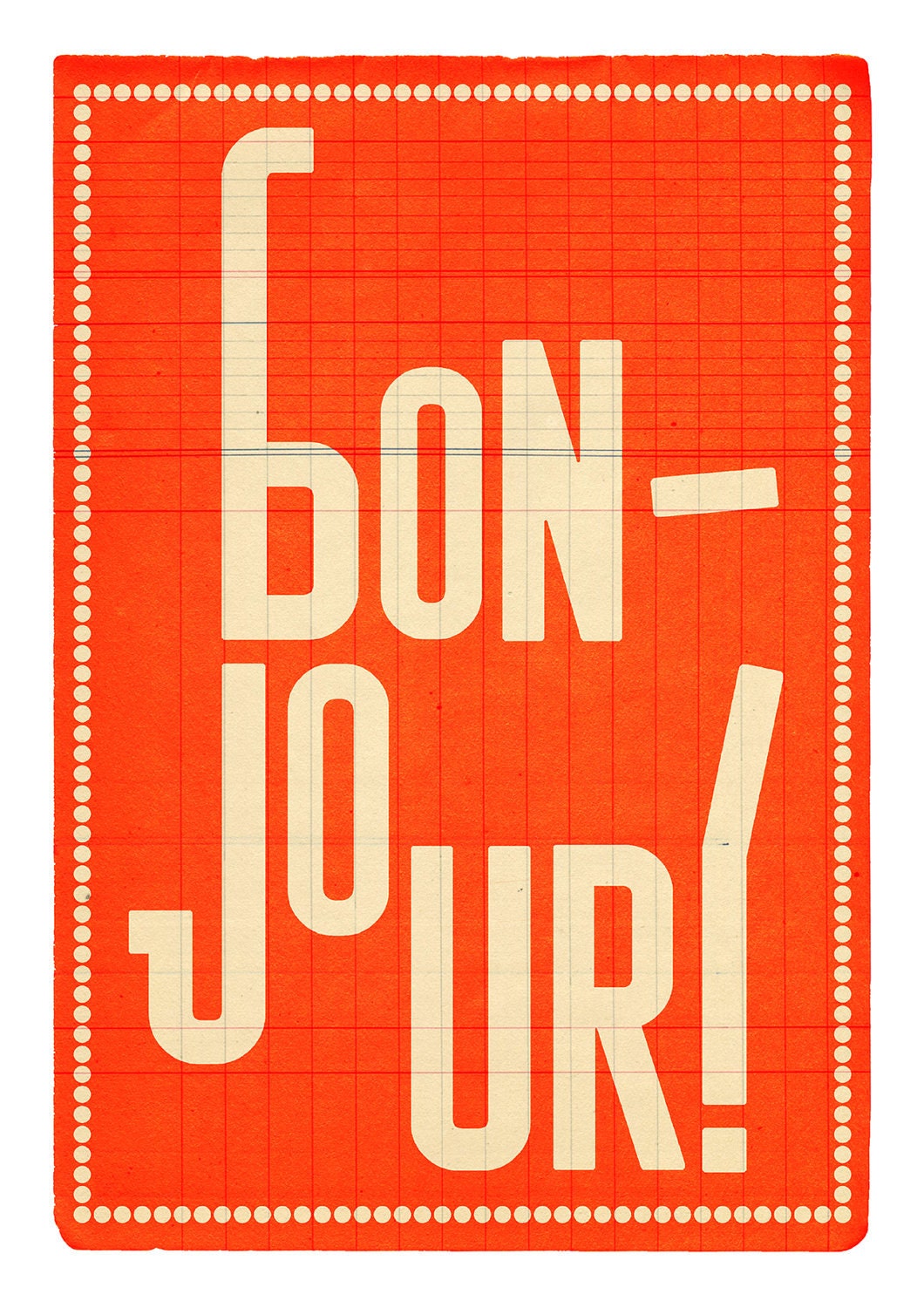 Orange Large illustration print 11.70 x 16.50 (A3). Bonjour. (Special spring offer: Get a geometric poster for free)