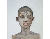 original painting  watercolor figurative BOY portrait