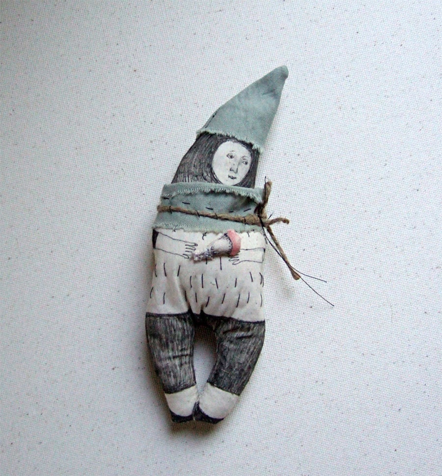 art soft doll , FOREST MAN with a MUSHROOM