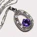 Wedding Necklace Mother of The Bride Gift Necklace 925 Sterling Silver Chain Purple Cubic Zirconia Pendant FREE US Shipping