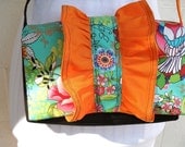 Bright Tropical Birds and Ruffles Cross body Messenger Style Shoulder Bag