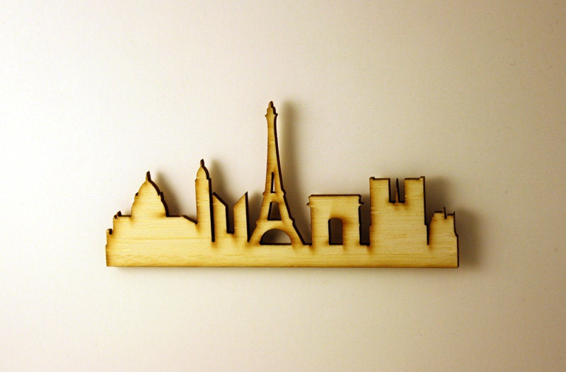 Paris Silhouette Dollhouse Miniature Wall Decor in Bamboo, Brooch Pin Included