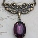 Vintage Amethyst Purple Necklace - Victorian Antique Brass Detailed Focal - Handmade by Inspired by Elizabeth