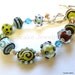 Turquoise, Brown, and Lime Green Lampwork Bracelet