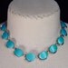 Vintage Womens Necklace Mid Century Oval Turquoise Lucite Cabochon Choker Necklace Goldtone 1950s Women's Jewelry