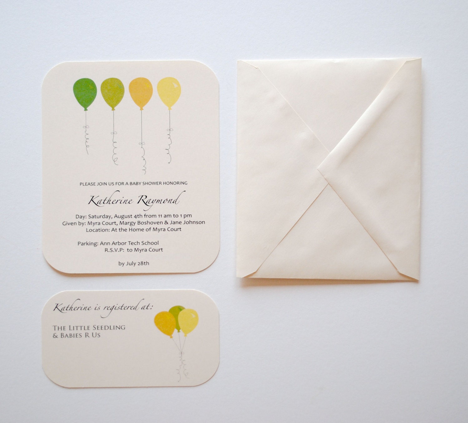 Custom Balloon Baby Shower Invitations - Set of 8