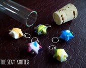 Origami Folded Paper Star Stitch Markers - Set of 5