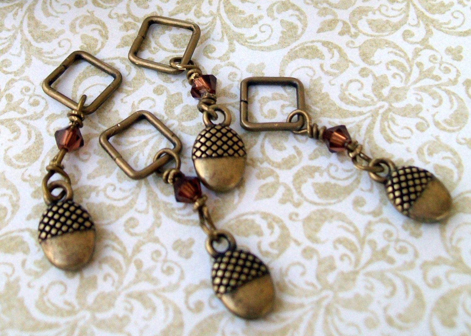 Golden Acorn: stitch markers for square needles - Set of 4